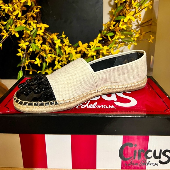 Circus by Sam Edelman Linda Ivory/Black Beaded Espadrille Flats - Picture 1 of 3